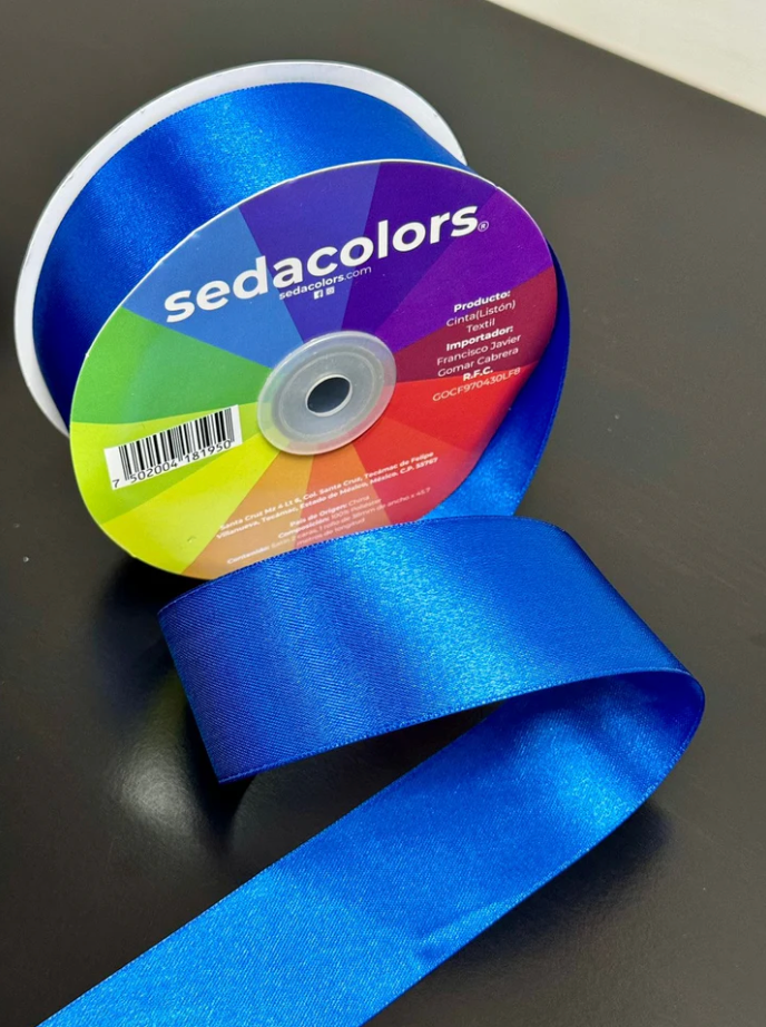 LISTON TEXTIL SATINADO DOBLE CARA - AZUL REY
