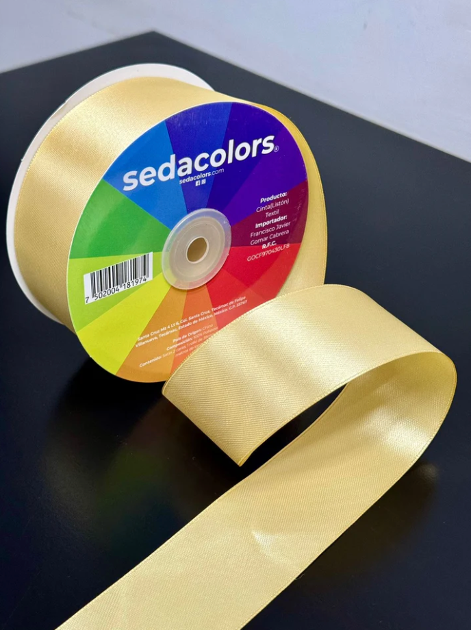 LISTON TEXTIL SATINADO DOBLE CARA - BEIGE