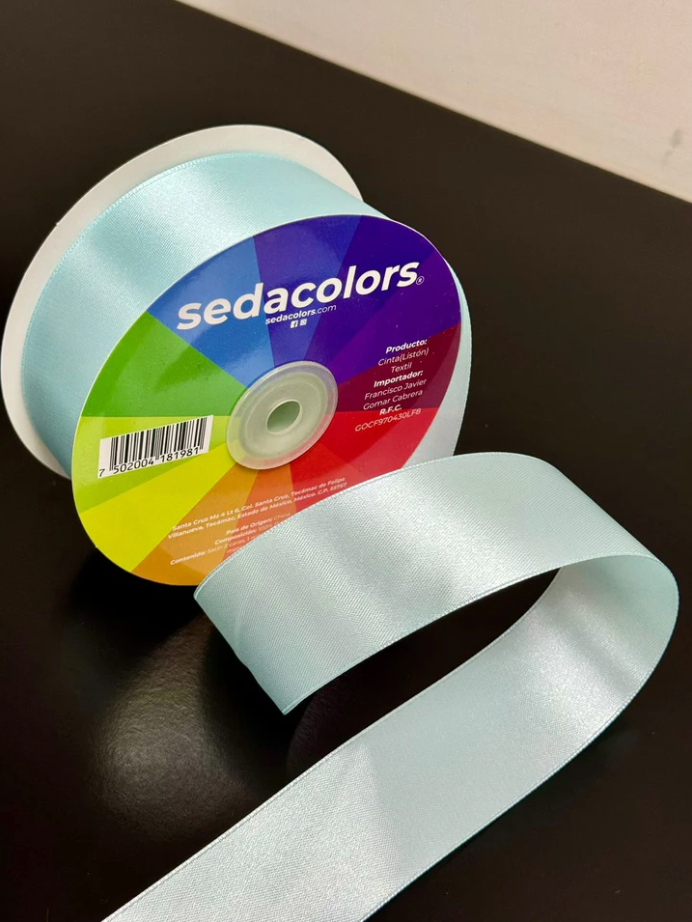 LISTON TEXTIL SATINADO DOBLE CARA - AZUL CIELO