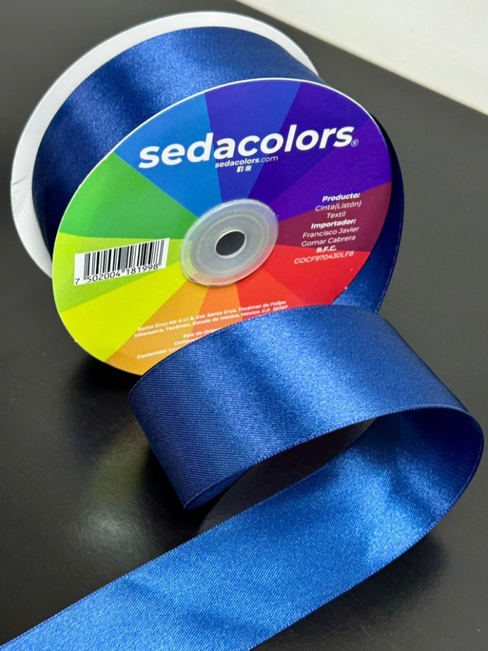 LISTON TEXTIL SATINADO DOBLE CARA - AZUL MARINO