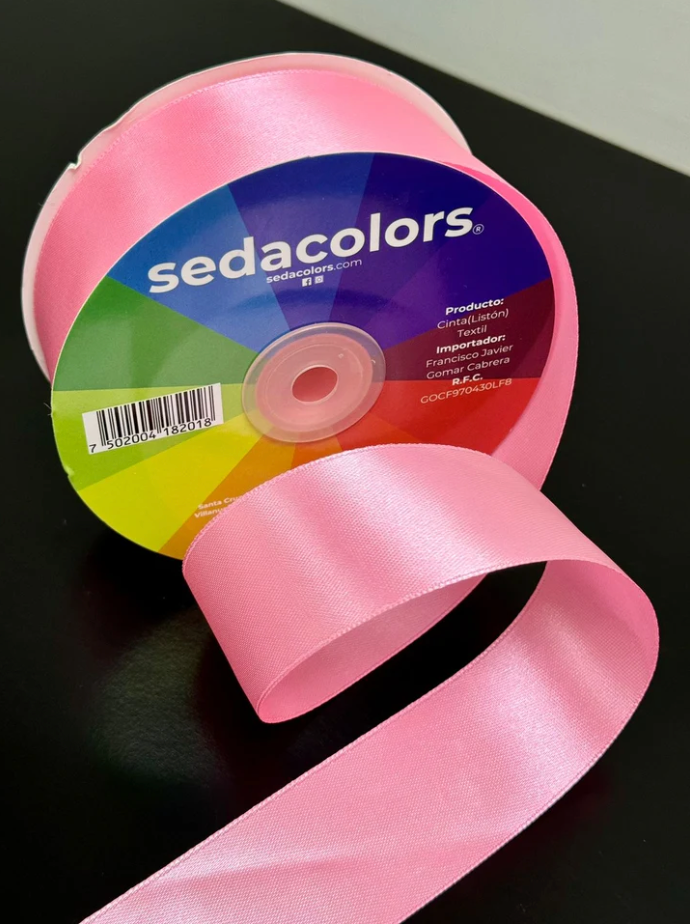 LISTON TEXTIL SATINADO DOBLE CARA - ROSA