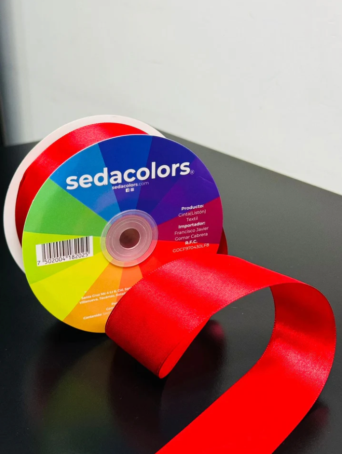 LISTON TEXTIL SATINADO DOBLE CARA - ROJO