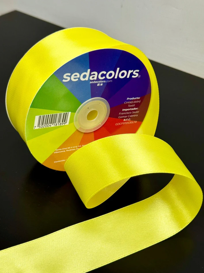 LISTON TEXTIL SATINADO DOBLE CARA - AMARILLO