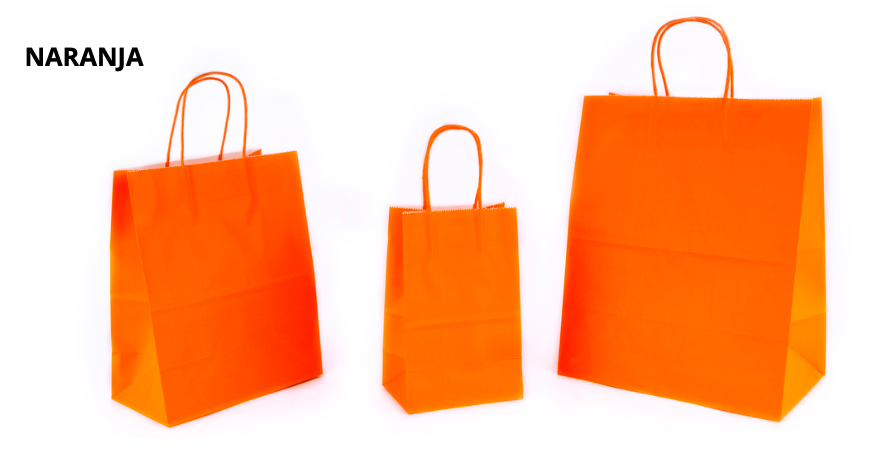 Bolsa Kraft Asa de Color Naranja