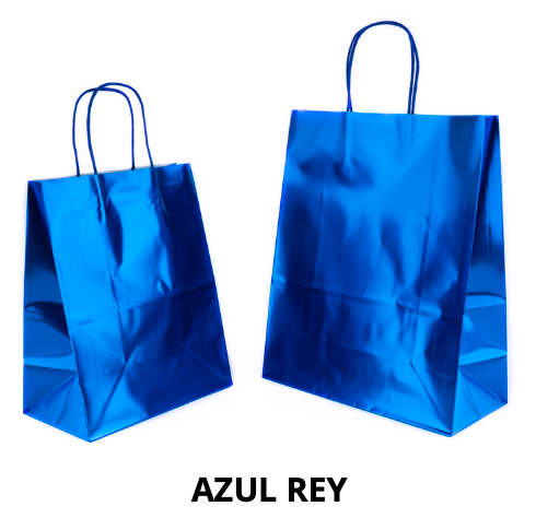 Bolsa Kraft Asa Color Metálica Azul Rey