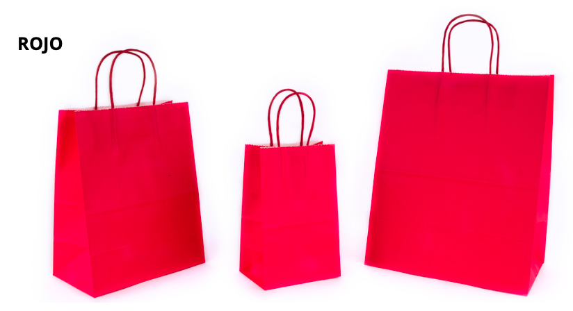 Bolsa Kraft Asa de Color Rojo