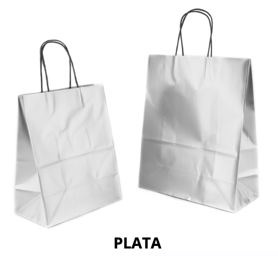 Bolsa Kraft Asa Color Metálica Plata