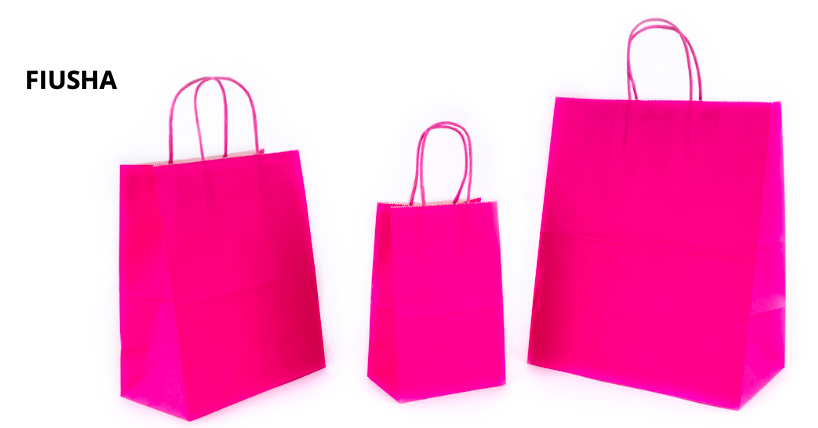 Bolsa Kraft Asa de Color Fiucsa