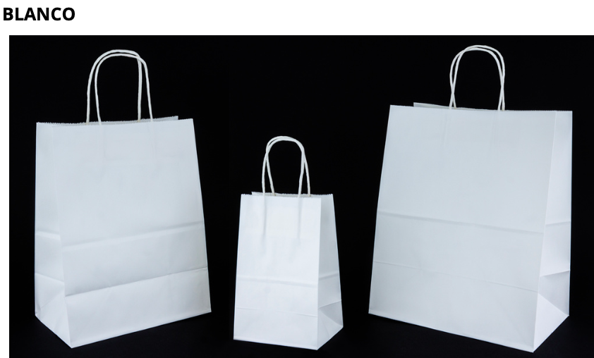 Bolsa Kraft Asa de Color Blanco