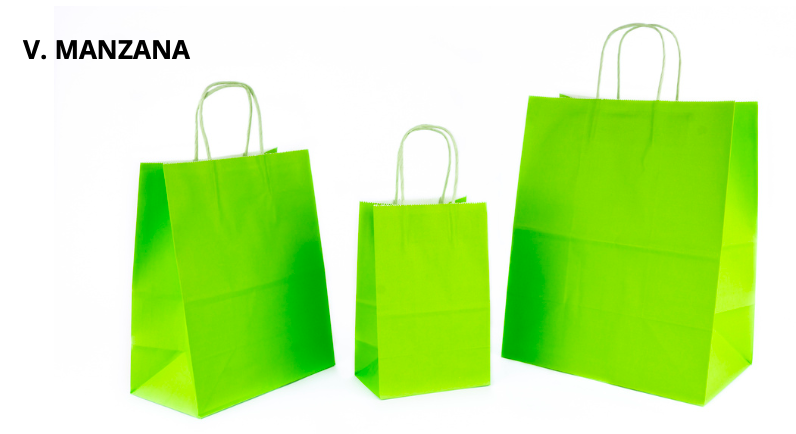 Bolsa Kraft Asa de Color Verde Manzana
