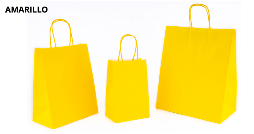 Bolsa Kraft Asa de Color Amarillo