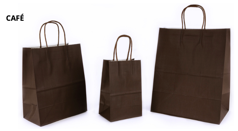 Bolsa Kraft Asa de Color Cafe