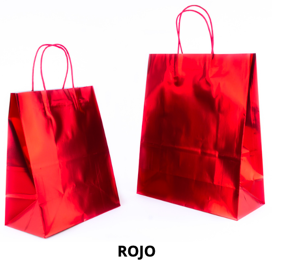 Bolsa Kraft Asa Color Metálica Rojo