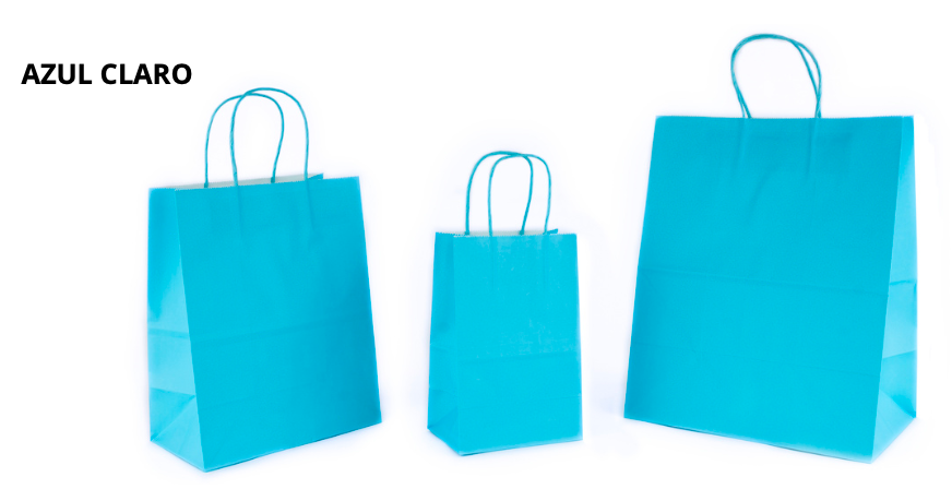 Bolsa Kraft Asa de Color Azul Cielo