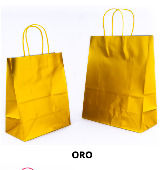 Bolsa Kraft Asa Color Metálica Oro